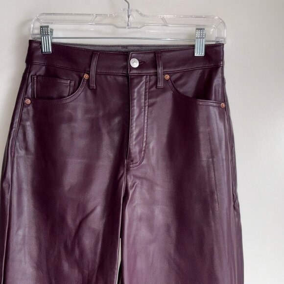 EXPRESS Modern Straight Super High Rise Faux Leather Pants Size 4 - Picture 4 of 14